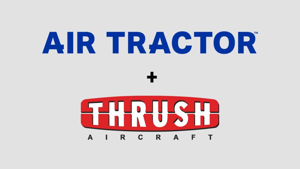 Air Tractor and Thrush Aircraft logos combined, representing leading manufacturers in agricultural aviation and crop dusting technology.
